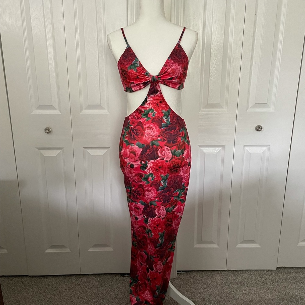 Shein SXY Knot Front High Split Dress Multicolor - Picture 7 of 9